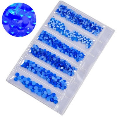 6 Small pack neon glass rhinestones