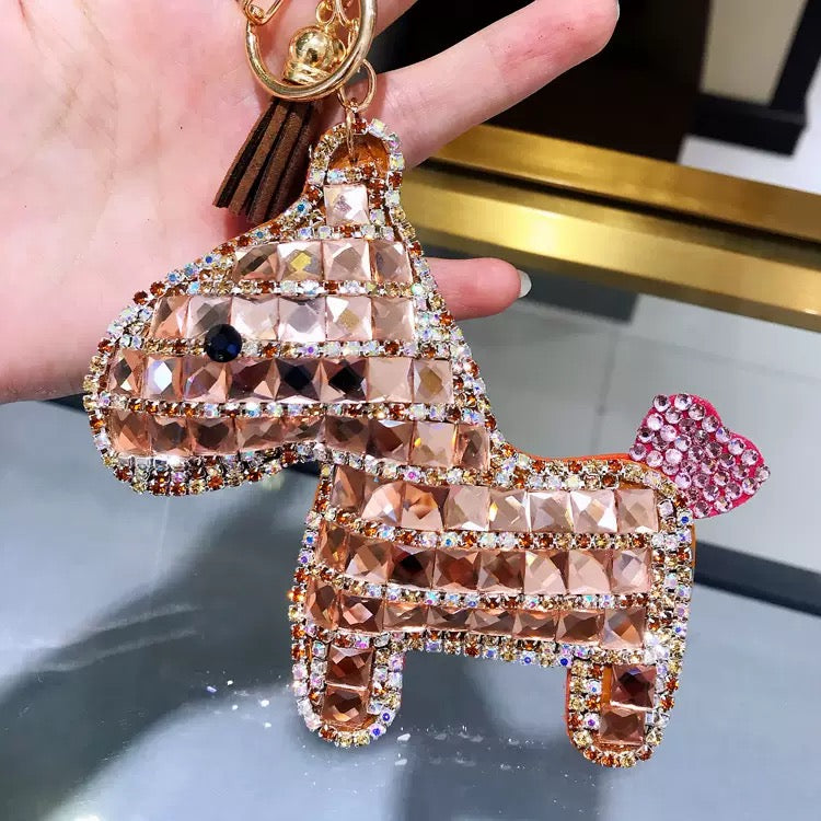 Diamond-encrusted pony keychain