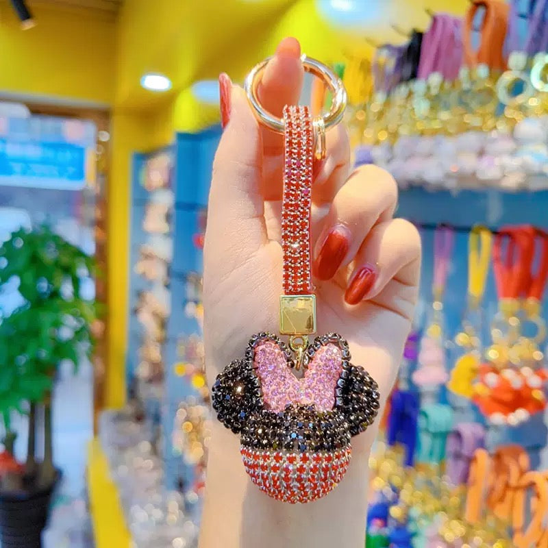 Rhinestone Mickey couple keychains