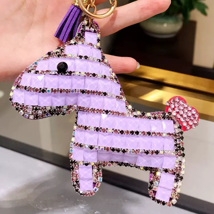 Diamond-encrusted pony keychain