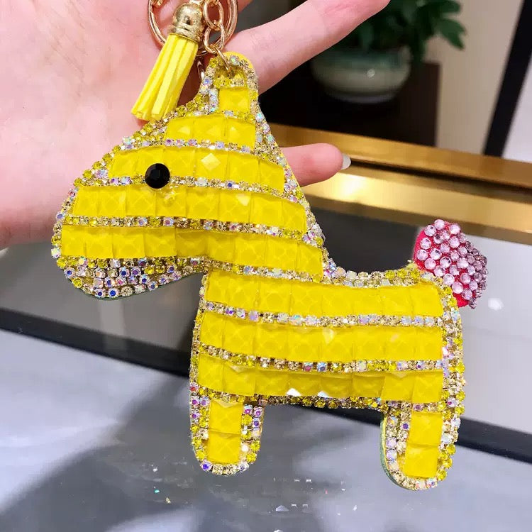 Diamond-encrusted pony keychain