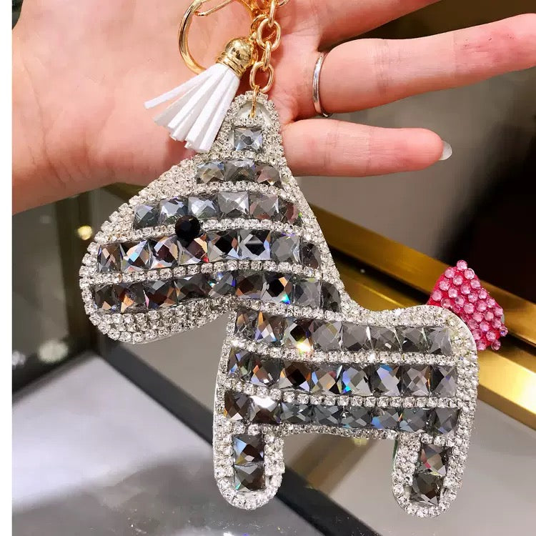 Diamond-encrusted pony keychain