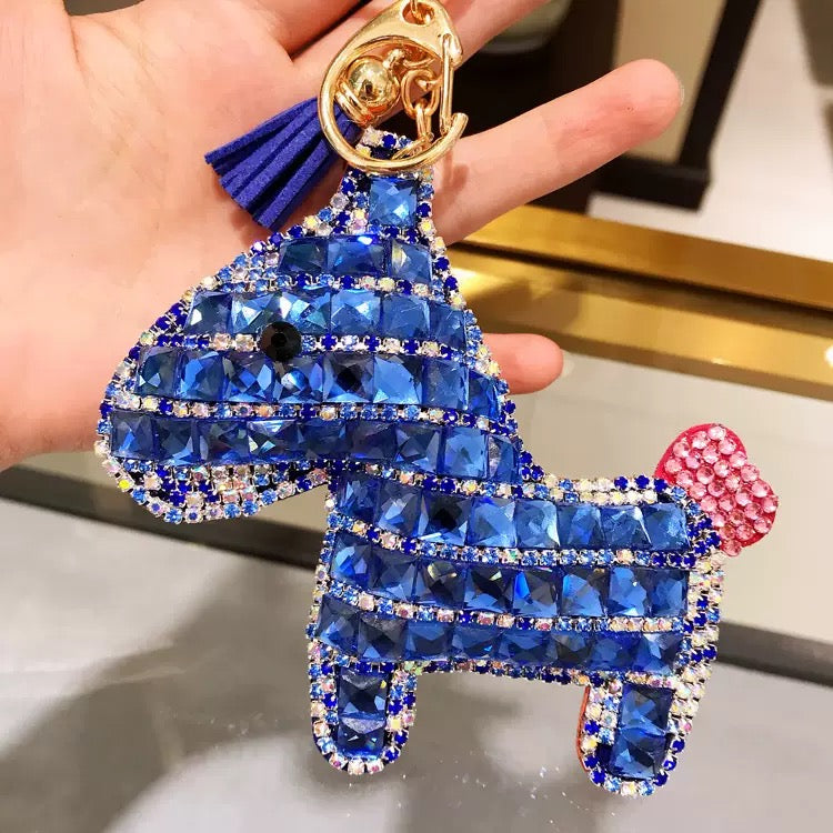 Diamond-encrusted pony keychain