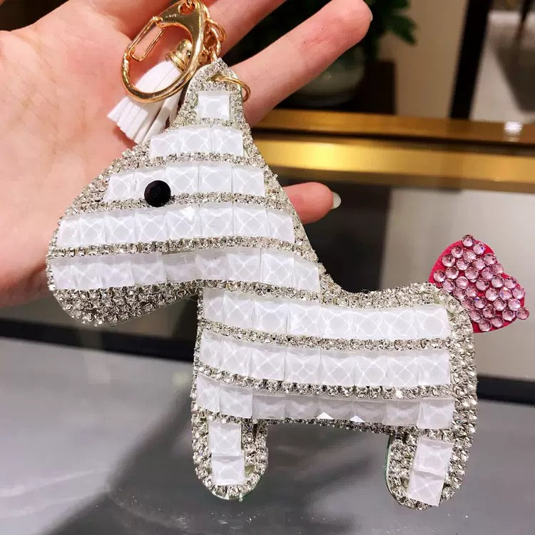 Diamond-encrusted pony keychain