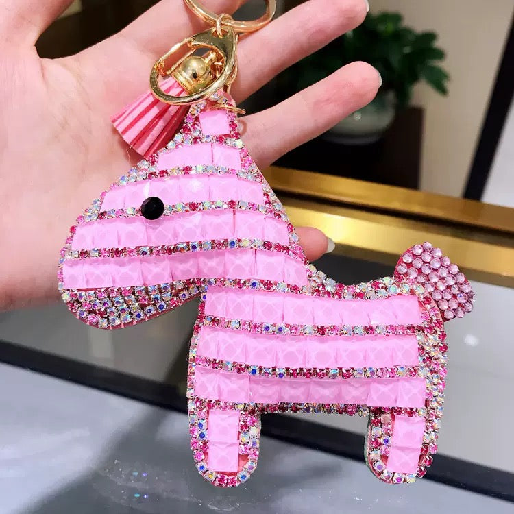 Diamond-encrusted pony keychain