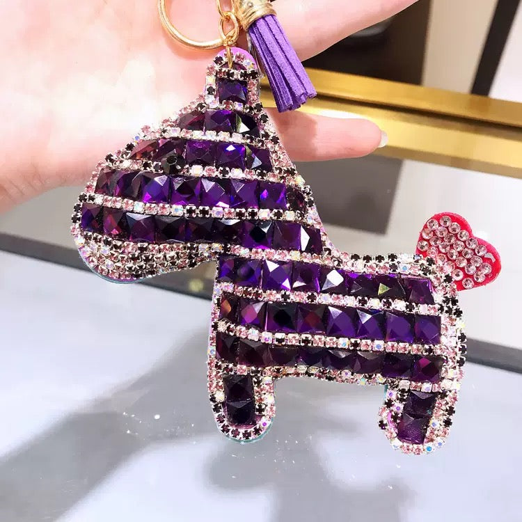 Diamond-encrusted pony keychain