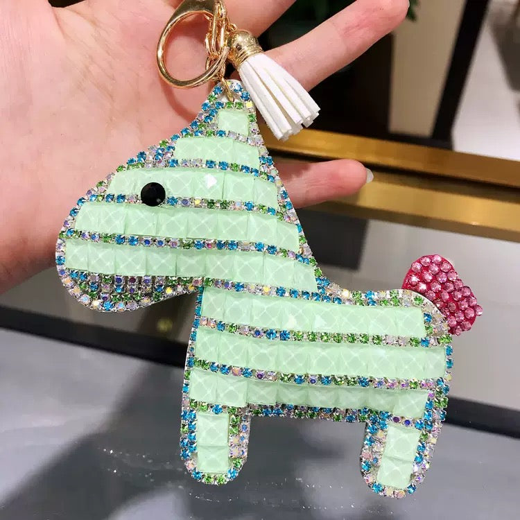 Diamond-encrusted pony keychain