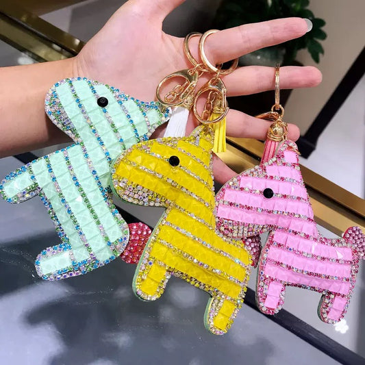 Diamond-encrusted pony keychain