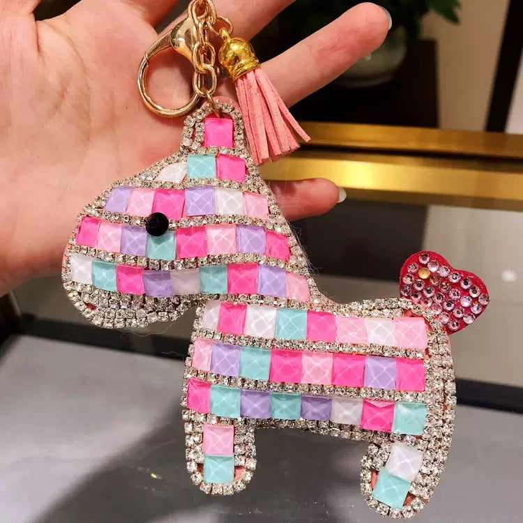 Diamond-encrusted pony keychain