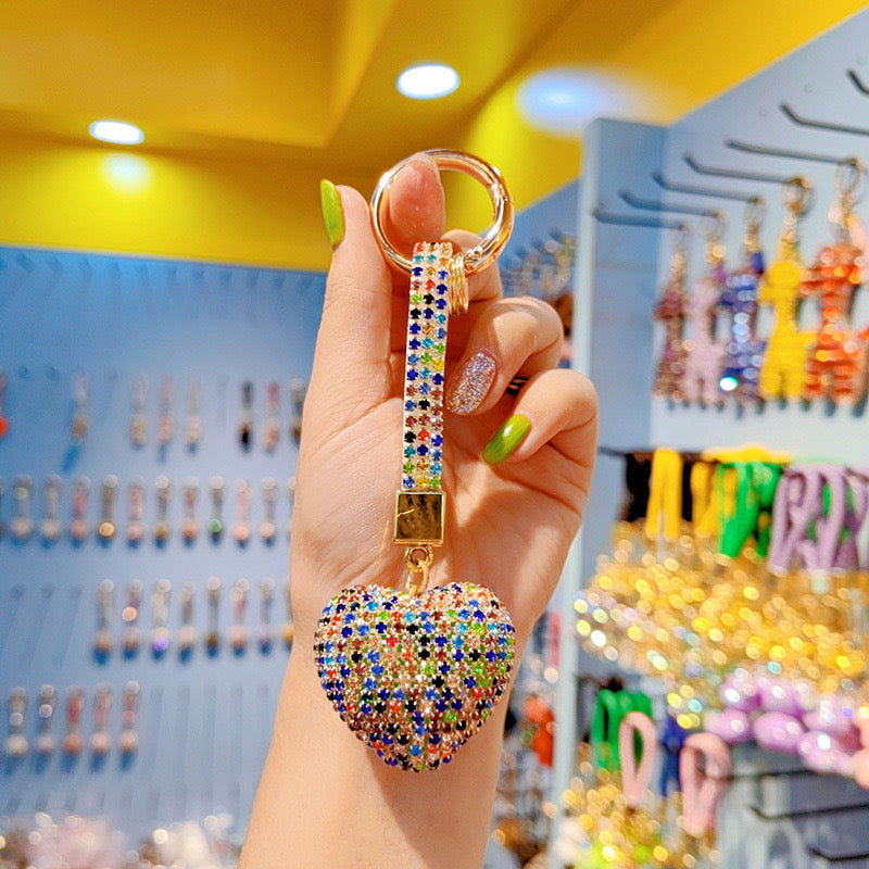 Diamond-encrusted heart keychain
