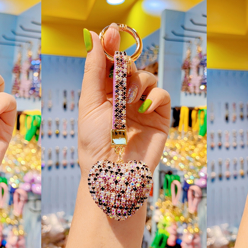 Diamond-encrusted heart keychain