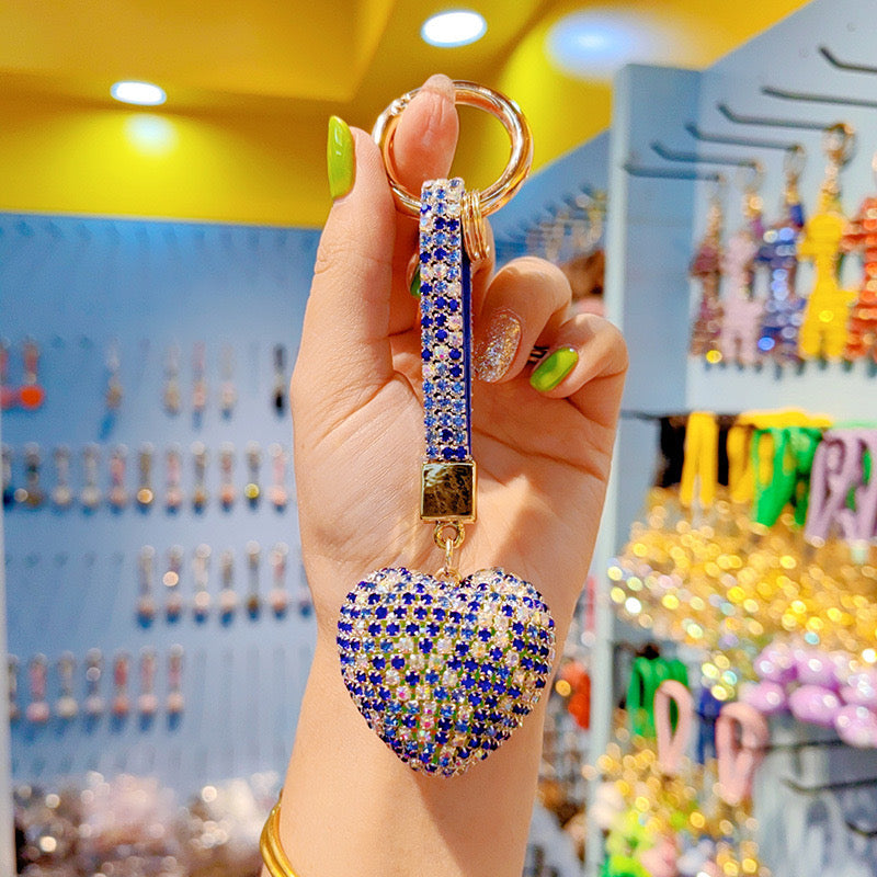 Diamond-encrusted heart keychain