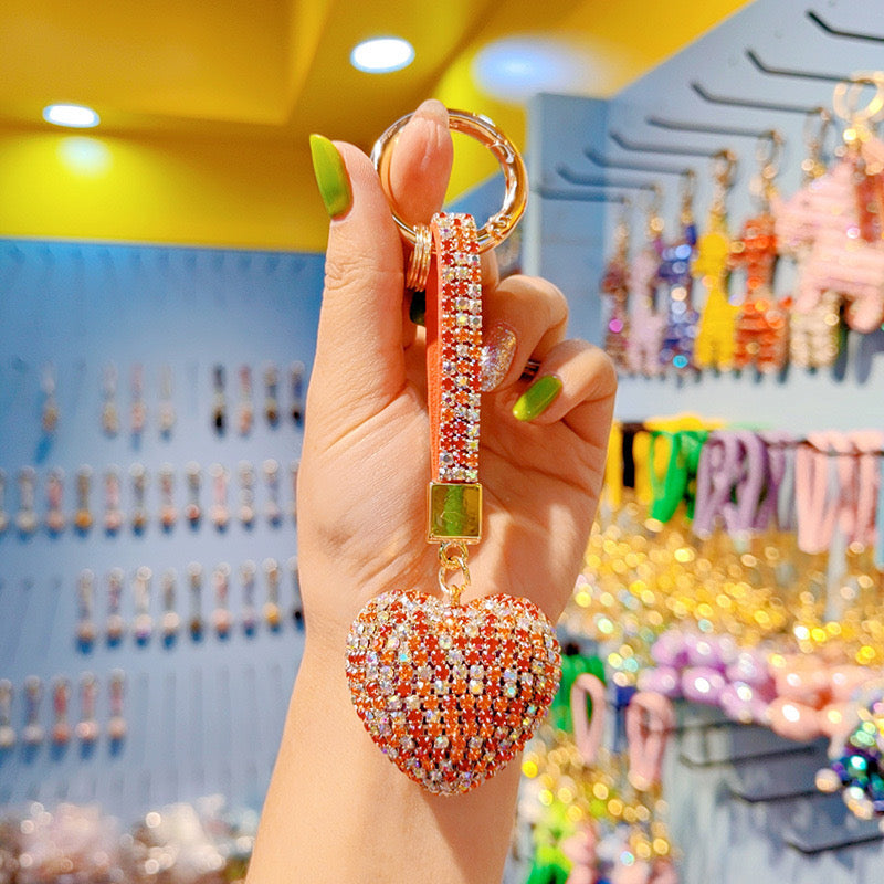 Diamond-encrusted heart keychain