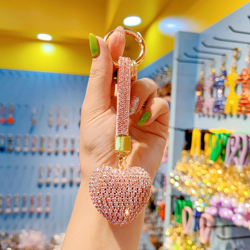 Diamond-encrusted heart keychain