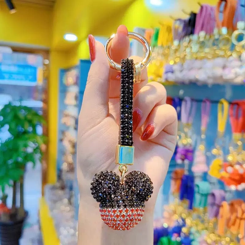Rhinestone Mickey couple keychains