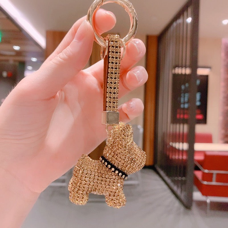 Rhinestone bulldog key chain