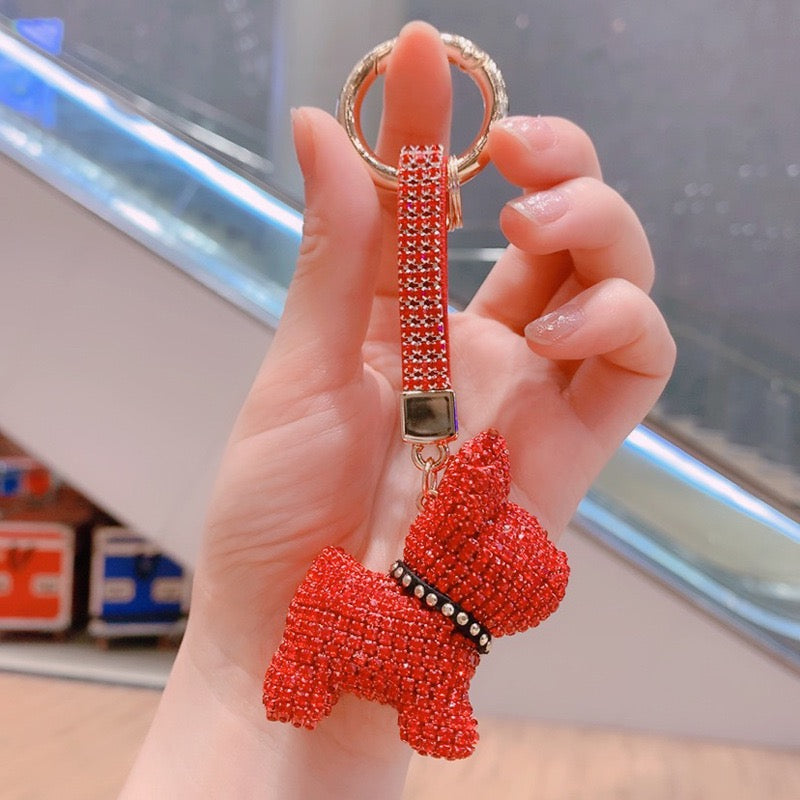 Rhinestone bulldog key chain