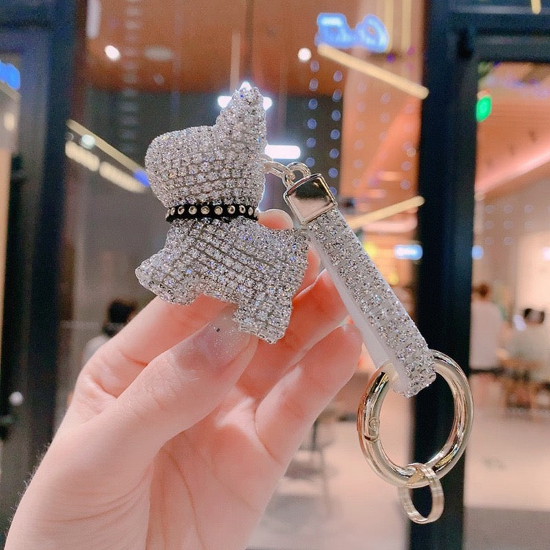 Rhinestone bulldog key chain