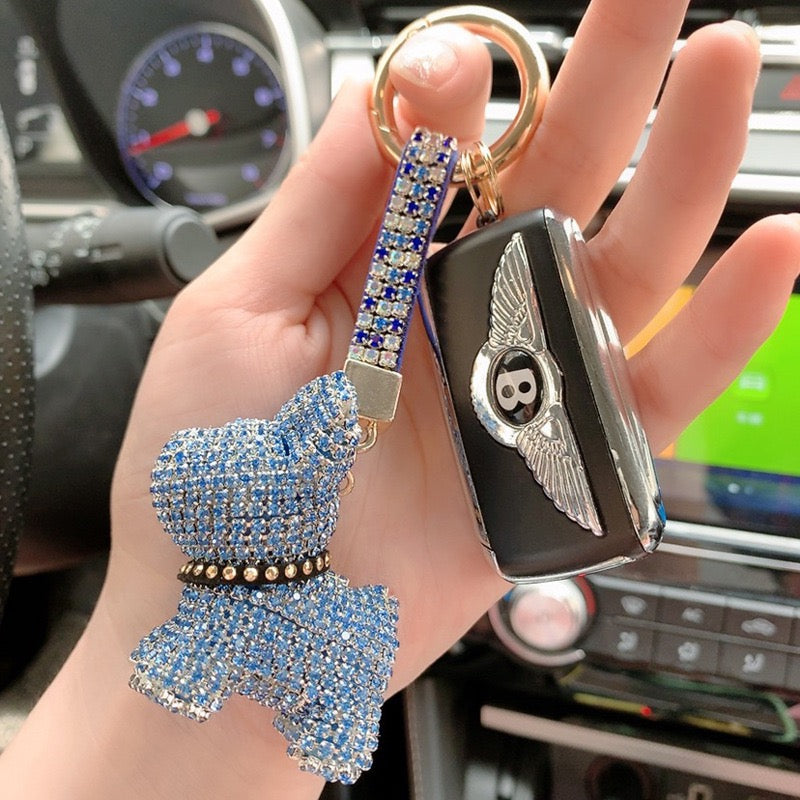 Rhinestone bulldog key chain