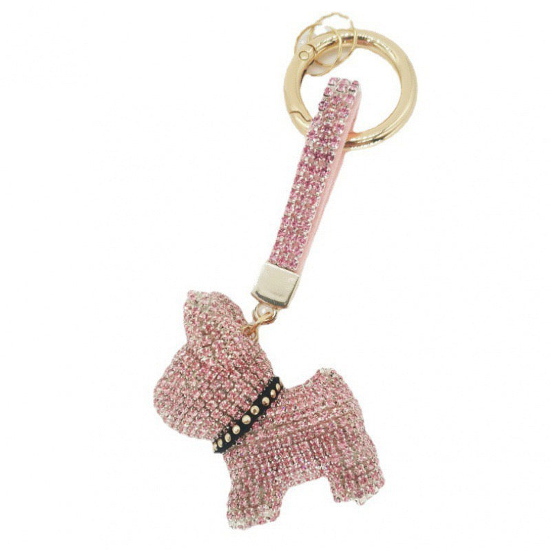 Rhinestone bulldog key chain