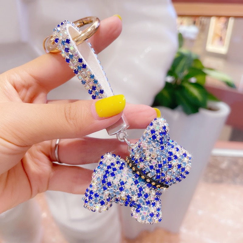 Rhinestone bulldog key chain