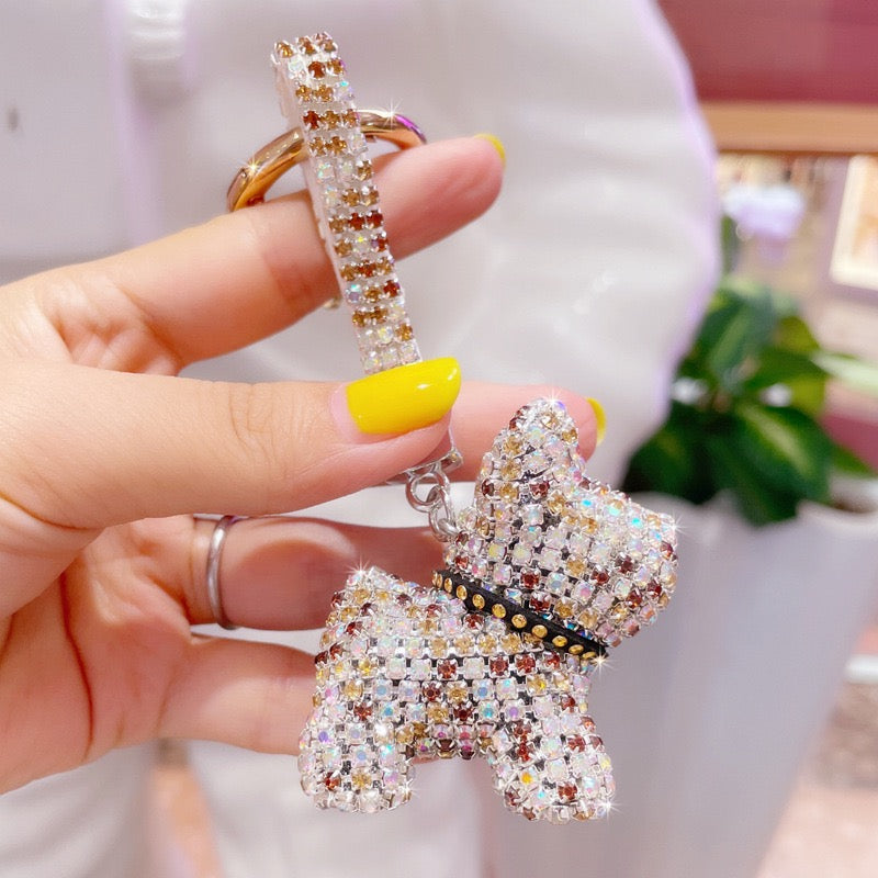 Rhinestone bulldog key chain