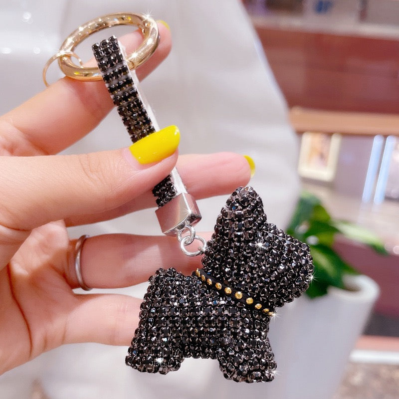 Rhinestone bulldog key chain