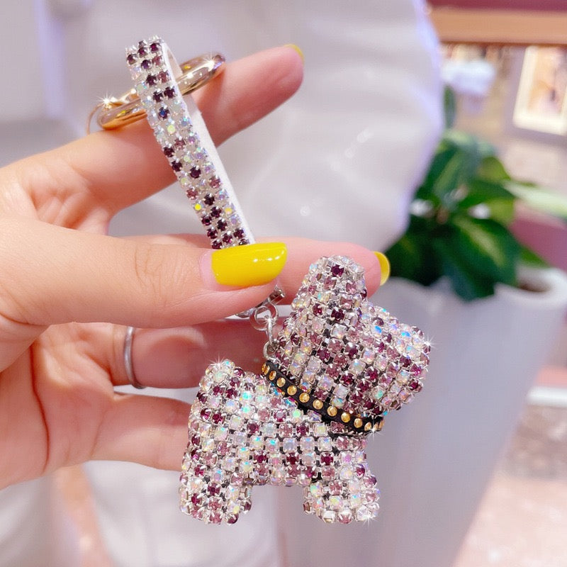 Rhinestone bulldog key chain