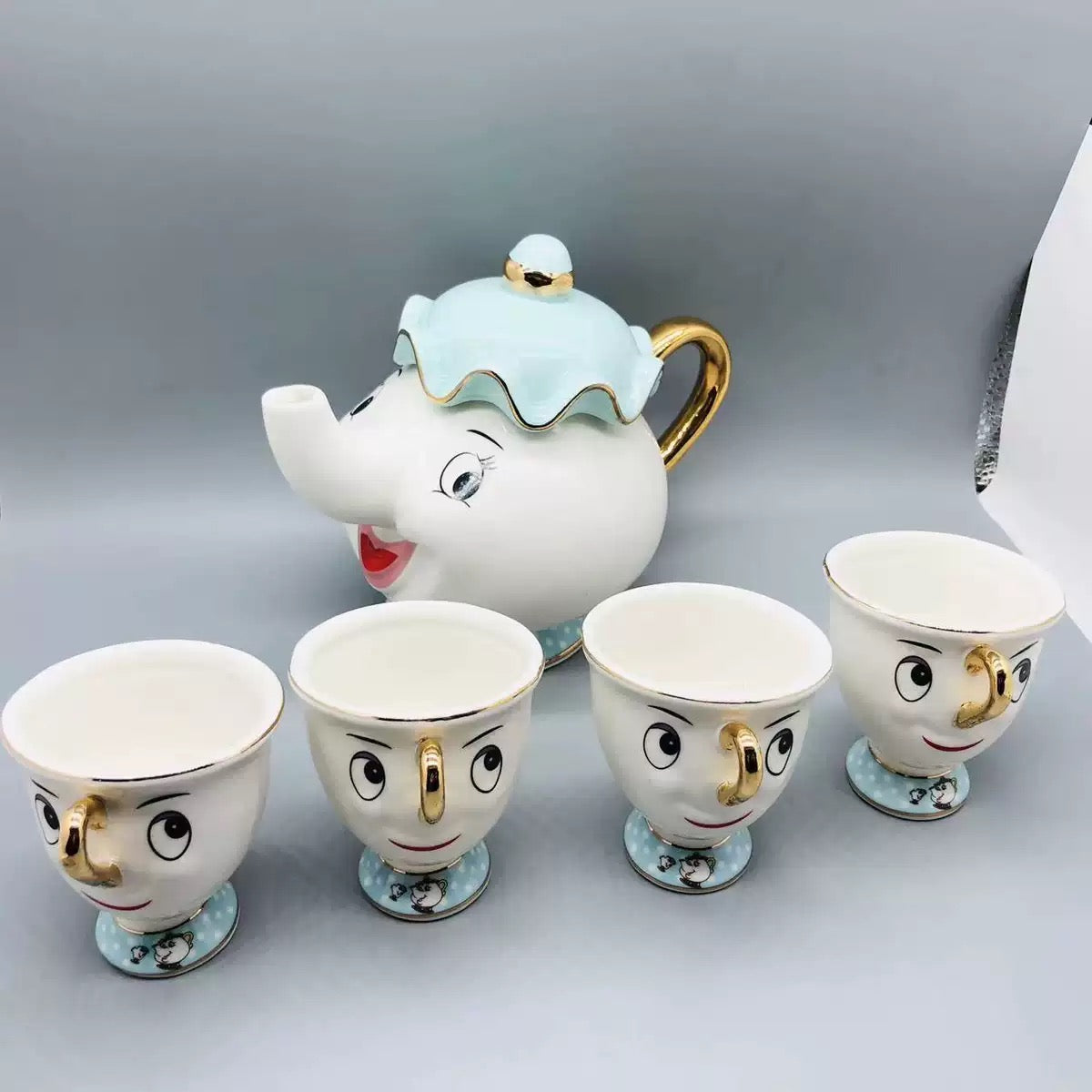 Beauty and the Beast Mrs Potts Teapot Lovely One Set MrsPotts Teapot &Mug Chip Cup Tea Set