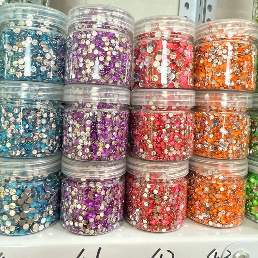 Resin Neon Flat Bottom Rhinestone in Jar 60g (free shipping)