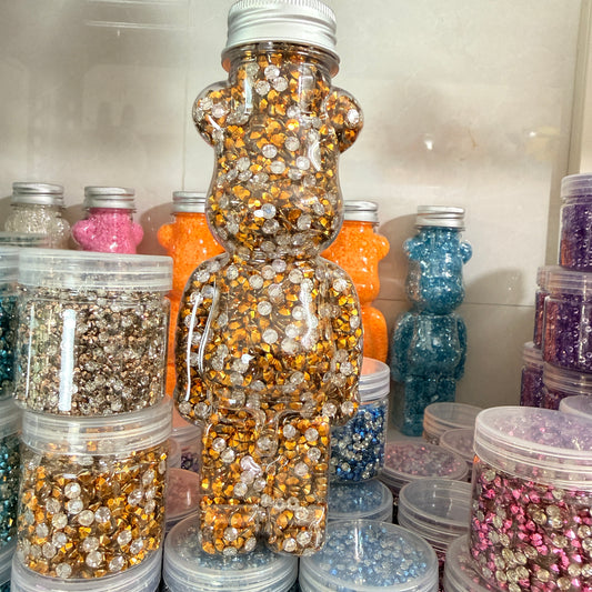 Metal Flat Bottom Rhinestones in bear bottle 200g (free shipping)